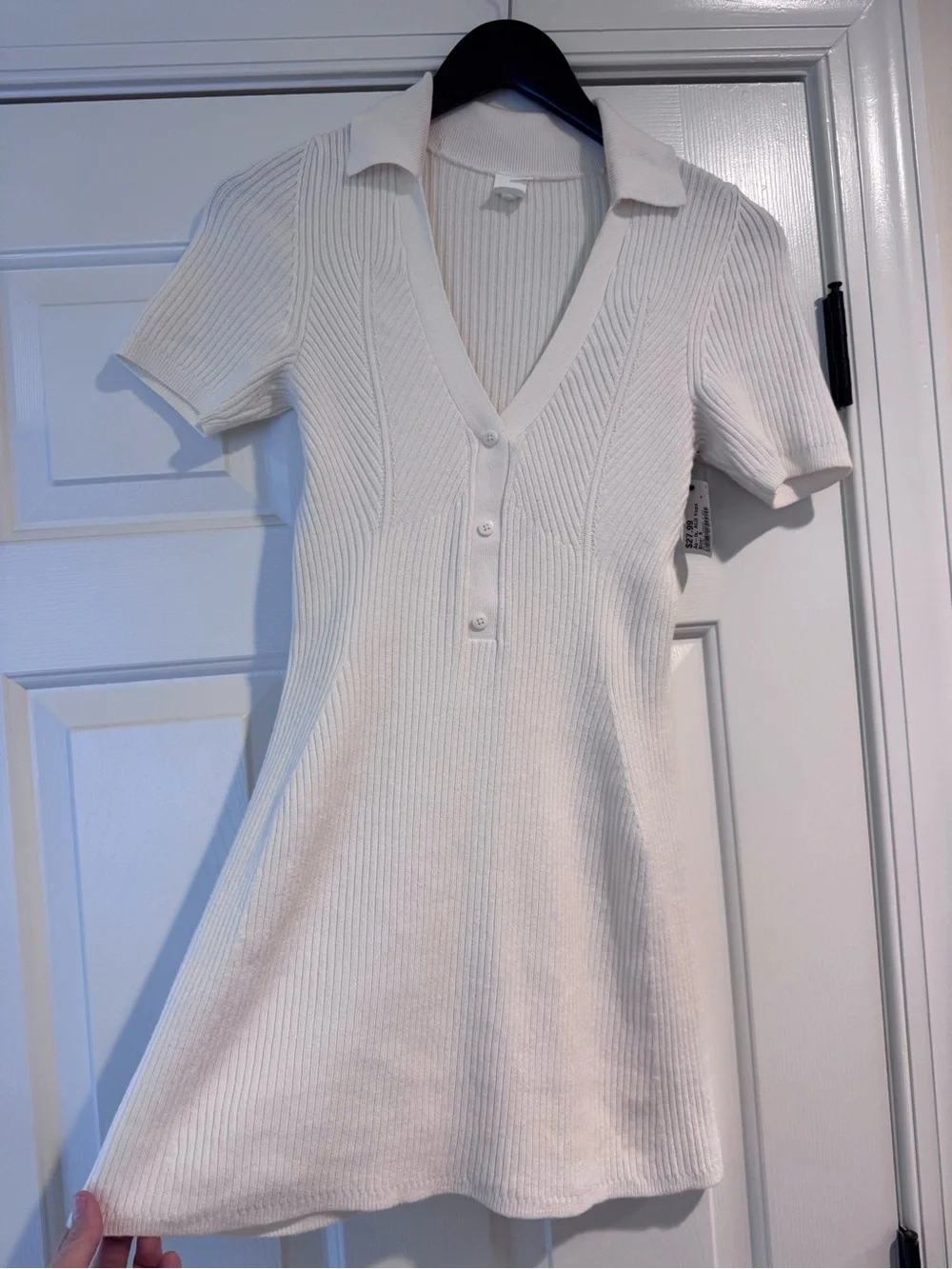 ALO Yoga White / Cream Ribbed Polo Tunic Dress Very Flattering Size Small